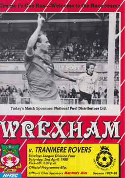 Wrexham v Tranmere Rovers Match Programme 1988-04-02